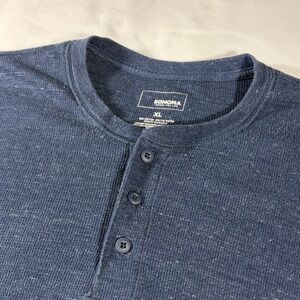 Sonoma mens slate blue long sleeve 3 button pullover henley shirt - size XL